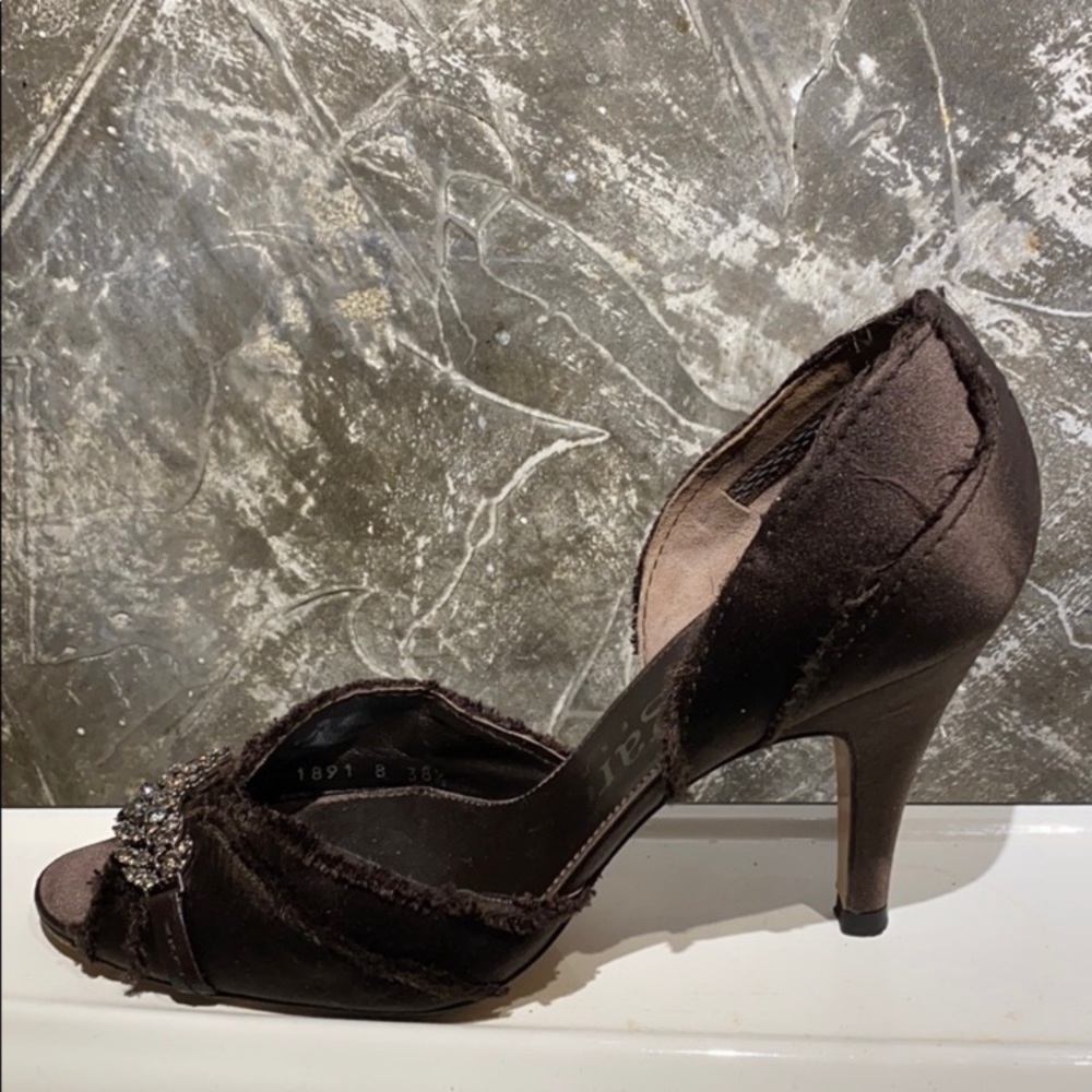 Pedro Garcia | D’Orsay swarovski Peep Toe Heels Satin